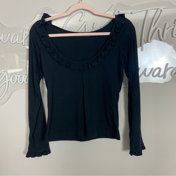 Caroline constant Kenzie ruffle trim top black 17030 - Picture 3 of 13